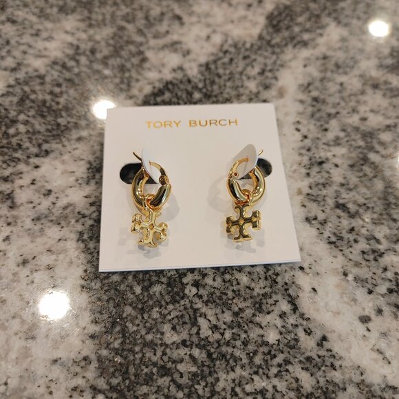 Tory Burch Double T Earrings, come on card. - Picture 2 of 15